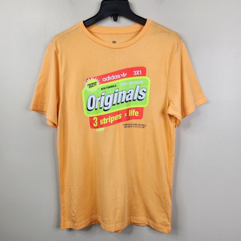 Adidas Originals Youth Fresh Citrus 3 Stripes x 1 Life Short Sleeve Tee XL